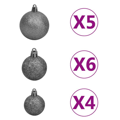 vidaXL Artificial Hinged Christmas Tree 150 LEDs & Ball Set 120 cm