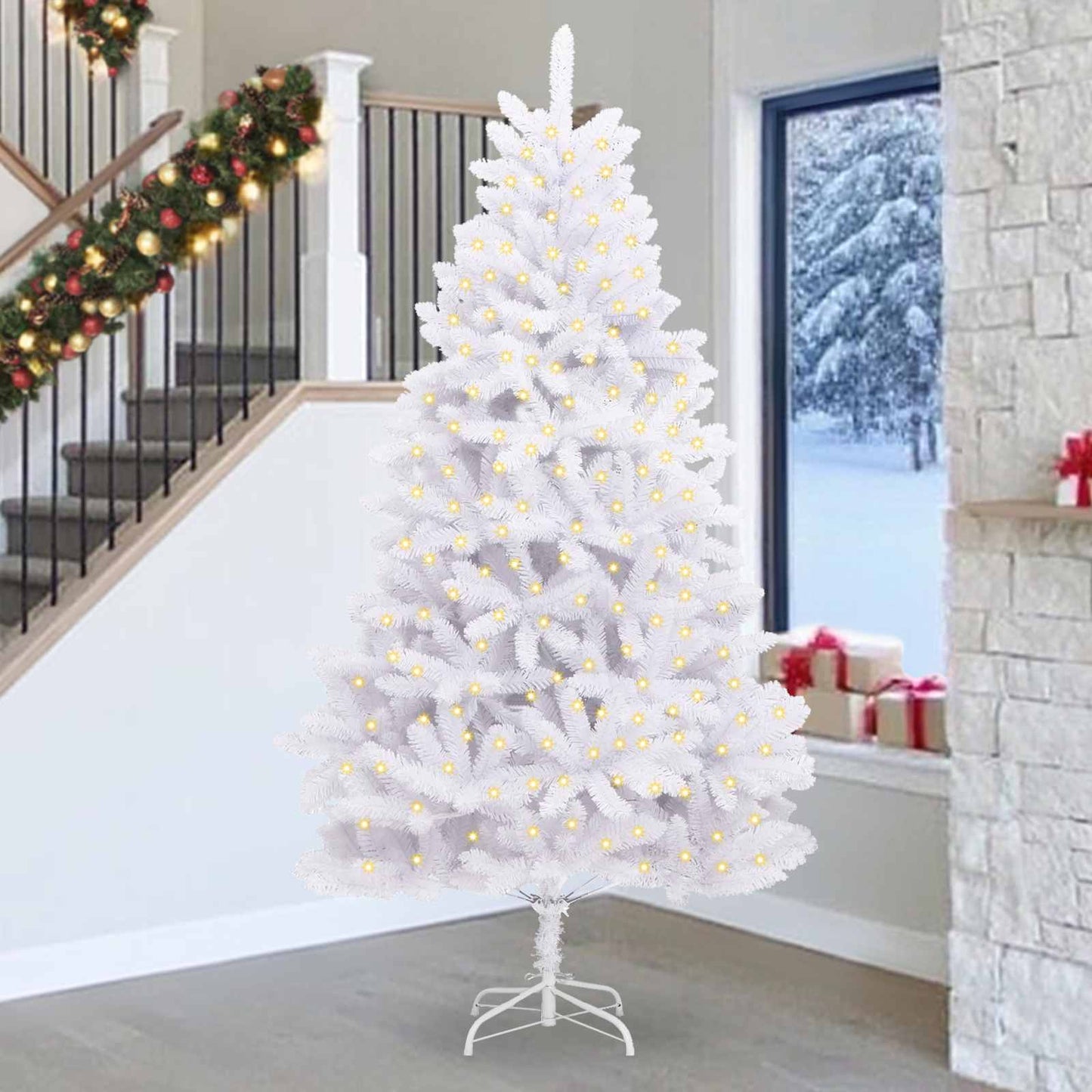 vidaXL Artificial Christmas Tree White 270 cm PVC and Metal