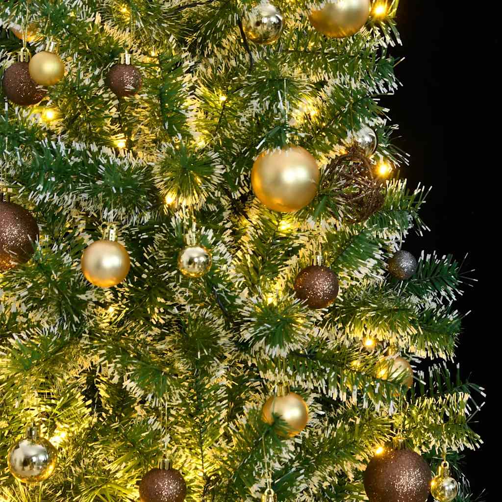 vidaXL Artificial Christmas Tree 300 LEDs&Ball Set&Flocked Snow 210 cm