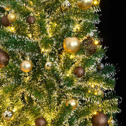vidaXL Artificial Christmas Tree 300 LEDs&Ball Set&Flocked Snow 210 cm