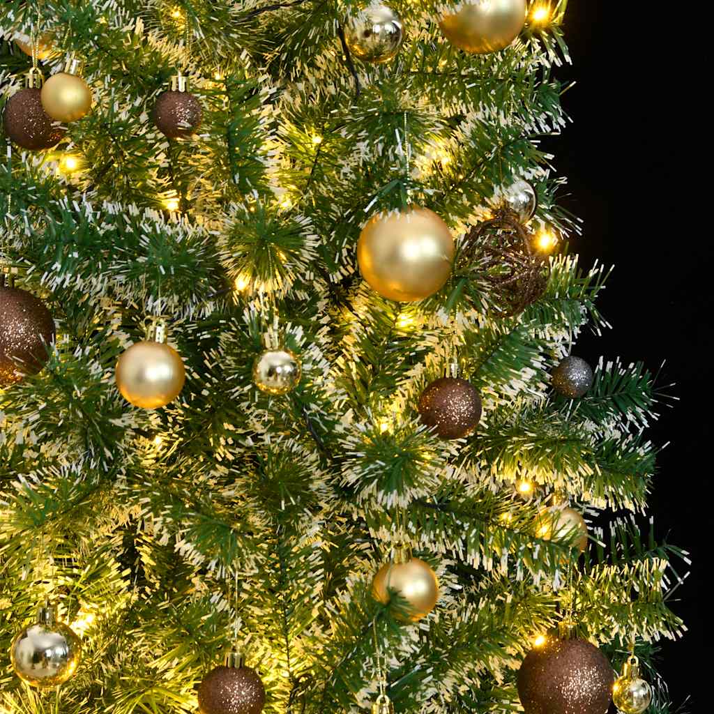 vidaXL Artificial Christmas Tree 300 LEDs&Ball Set&Flocked Snow 240 cm