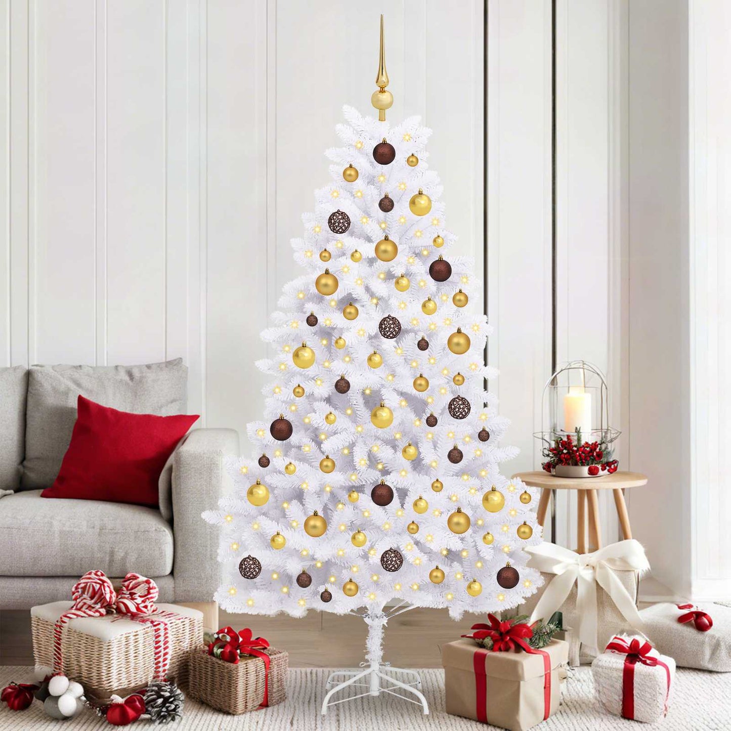 vidaXL Artificial Christmas Tree White 90 x 90 x 180 cm PVC and Metal