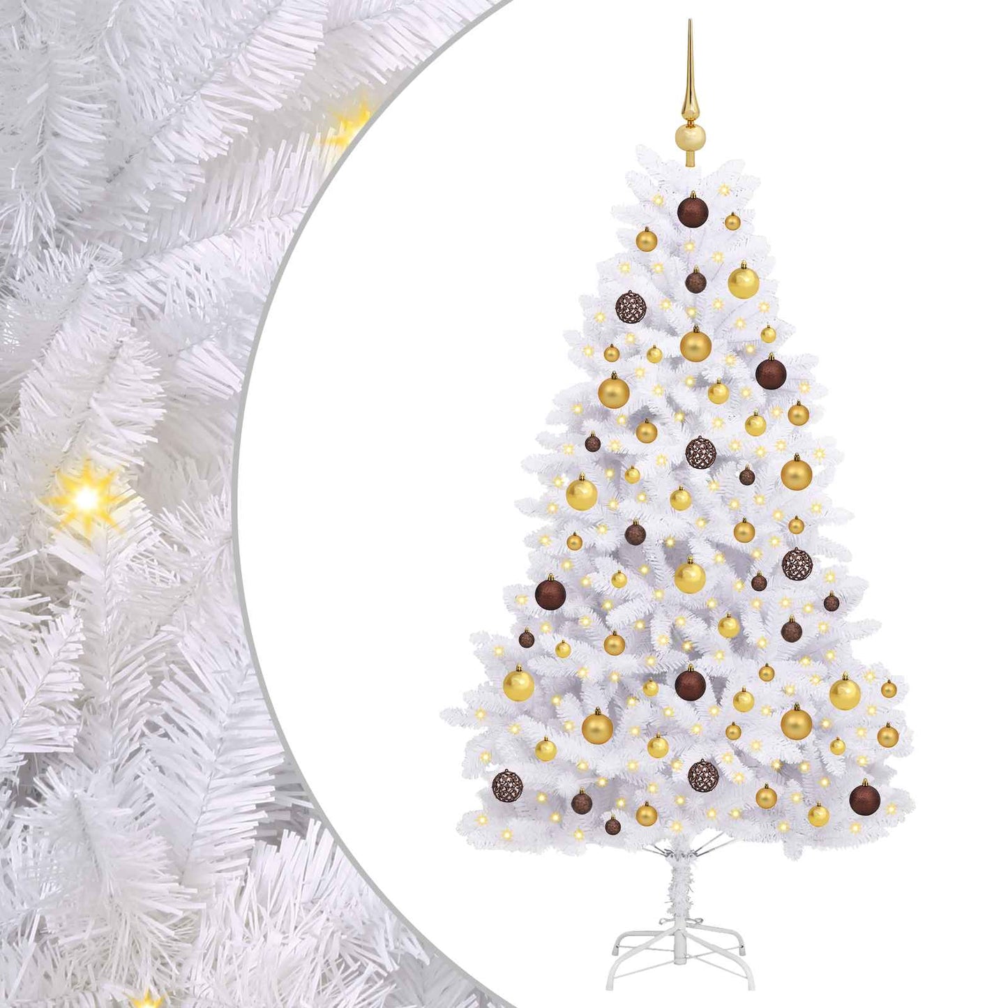 vidaXL Artificial Christmas Tree White 90 x 90 x 180 cm PVC and Metal