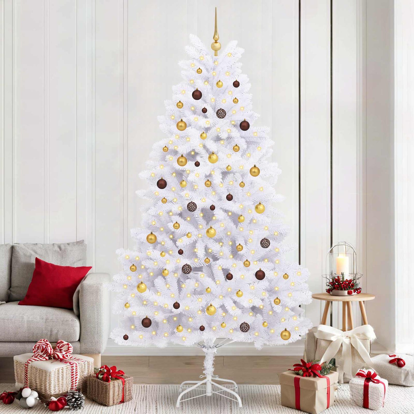 vidaXL Artificial Christmas Tree White 120 x 120 x 240 cm