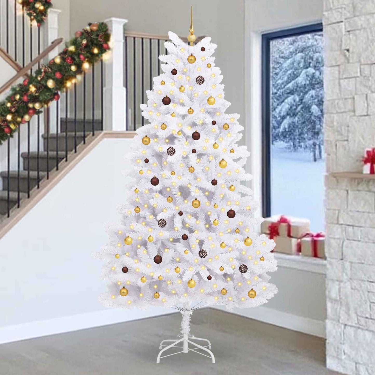 vidaXL Artificial Christmas Tree White 128 x 128 x 270 cm