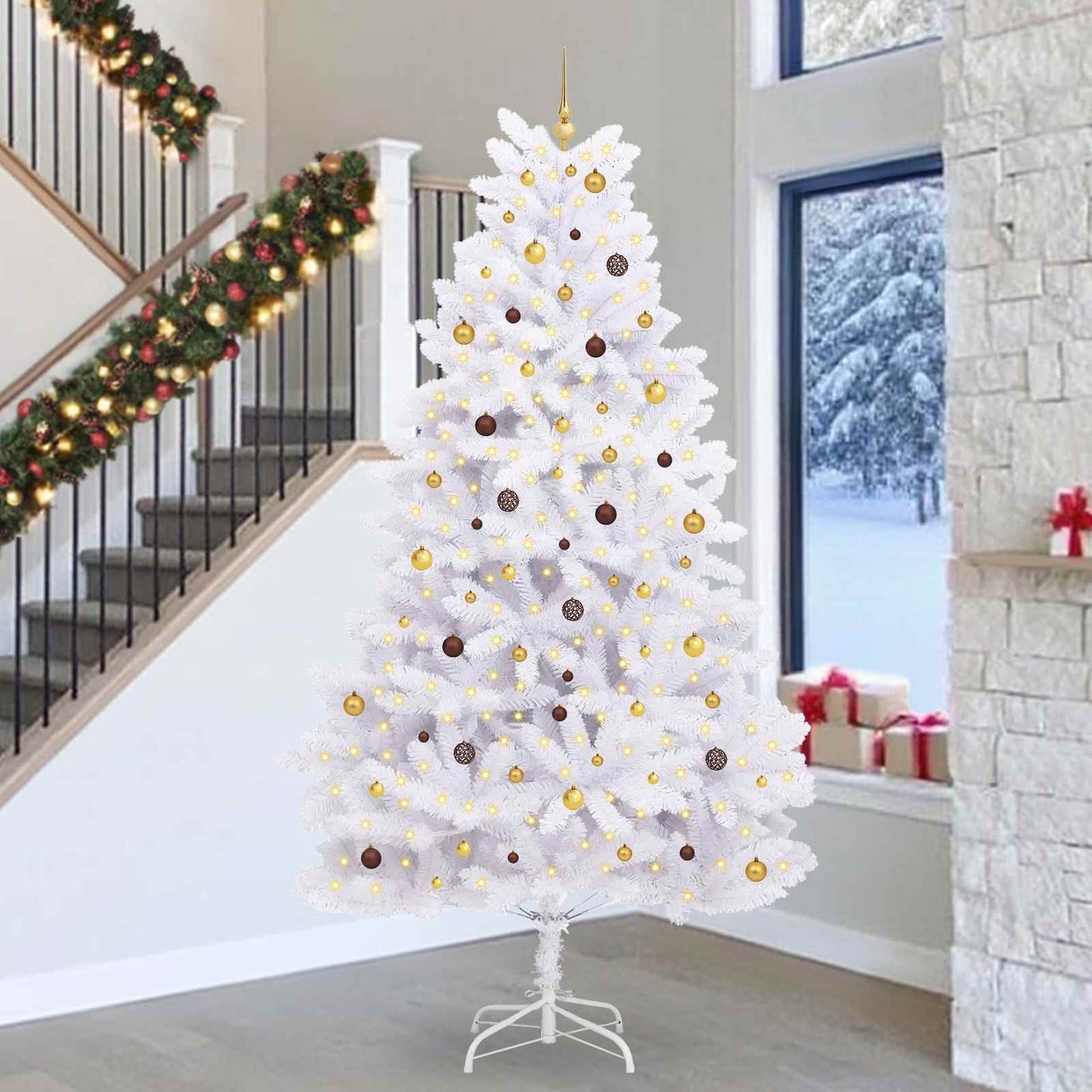 vidaXL Artificial Christmas Tree White 138 x 138 x 300 cm