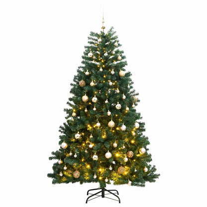 vidaXL Artificial Hinged Christmas Tree 300 LEDs & Ball Set 240 cm