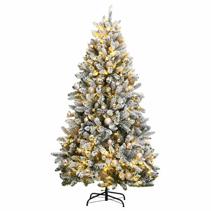 vidaXL Artificial Hinged Christmas Tree 300 LEDs & Ball Set 210 cm