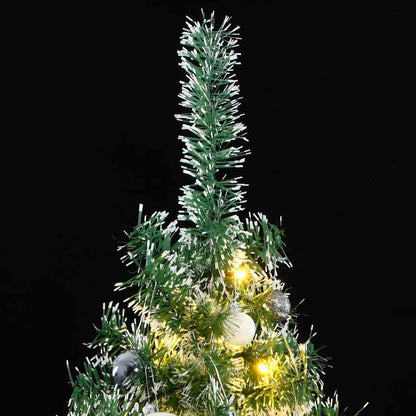 vidaXL Artificial Christmas Tree 300 LEDs&Ball Set&Flocked Snow 240 cm