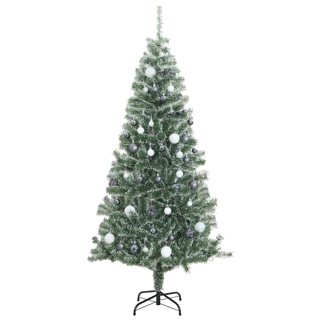 vidaXL Artificial Christmas Tree 300 LEDs&Ball Set&Flocked Snow 240 cm