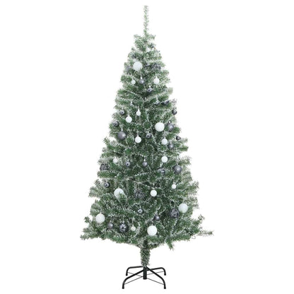 vidaXL Artificial Christmas Tree 300 LEDs&Ball Set&Flocked Snow 240 cm