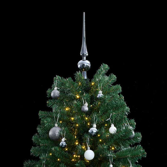 vidaXL Artificial Hinged Christmas Tree 300 LEDs & Ball Set 180 cm