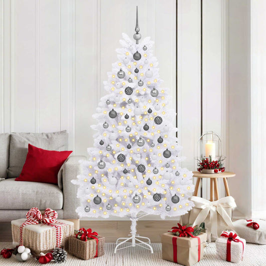 vidaXL Artificial Christmas Tree White 90 x 90 x 180 cm PVC and Metal