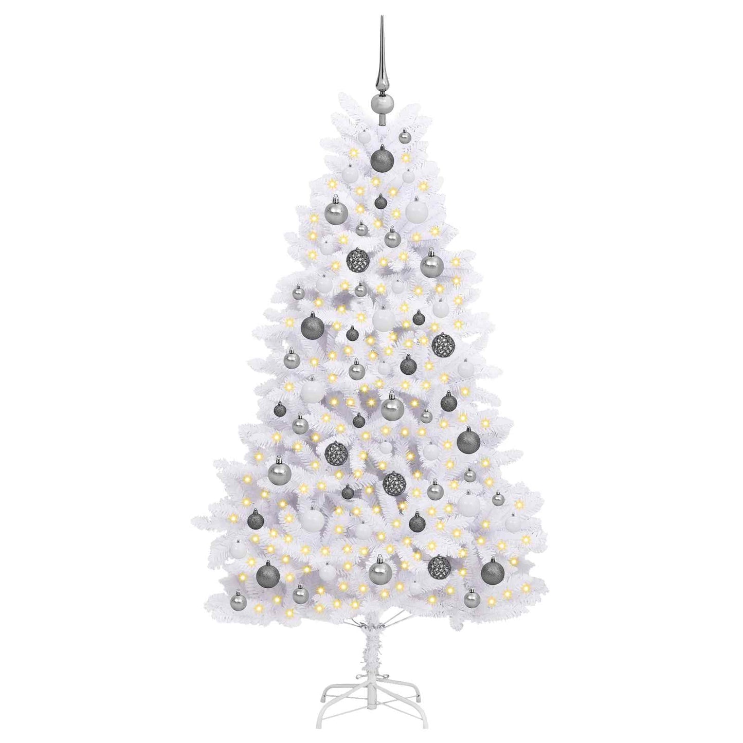 vidaXL Artificial Christmas Tree White 90 x 90 x 180 cm PVC and Metal
