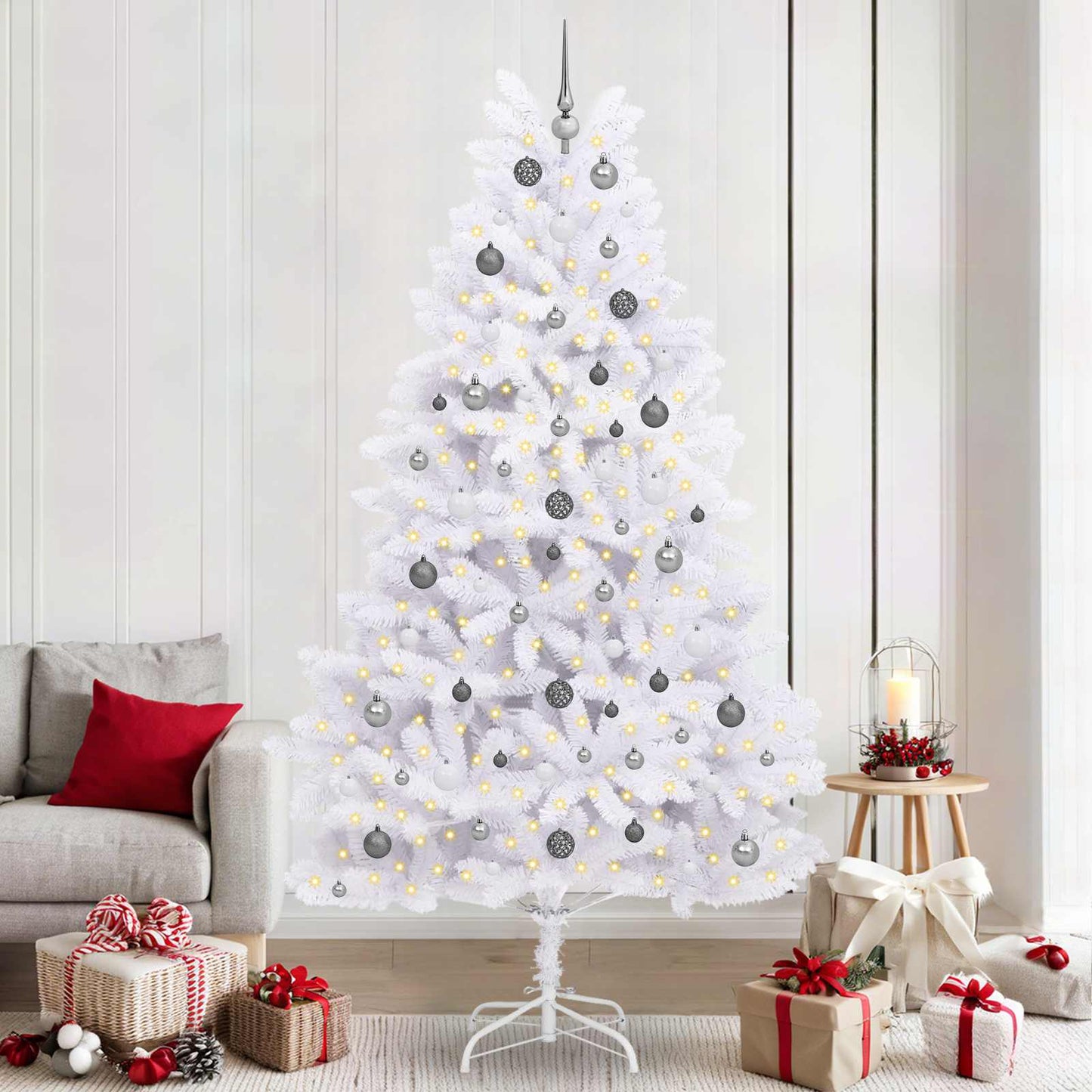 vidaXL Artificial Christmas Tree White 120 x 120 x 240 cm