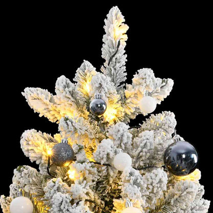 vidaXL Artificial Hinged Christmas Tree | Green and white | PVC and metal