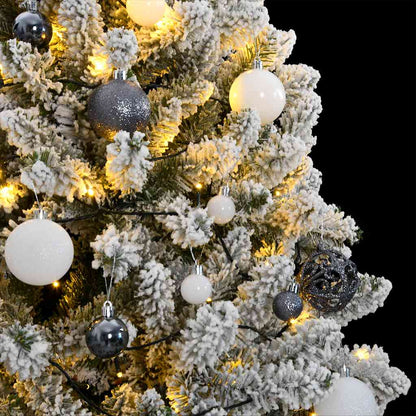vidaXL Artificial Hinged Christmas Tree | Green and white | PVC and metal