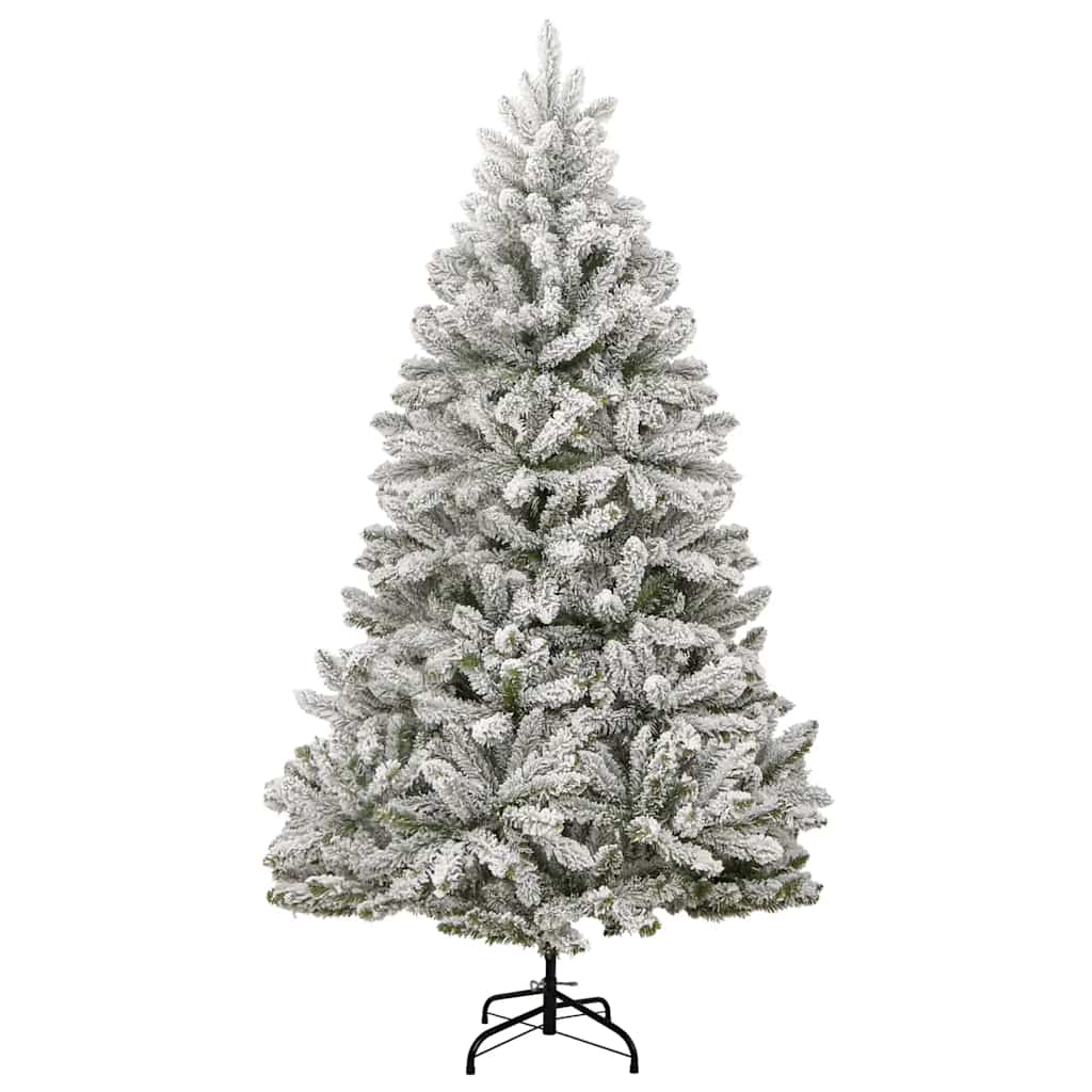 vidaXL Artificial Hinged Christmas Tree | Green and white | PVC and metal