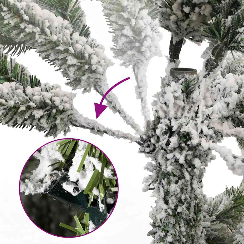 vidaXL Artificial Hinged Christmas Tree | Green and white | PVC and metal