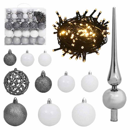 vidaXL Artificial Hinged Christmas Tree | Green and white | PVC and metal