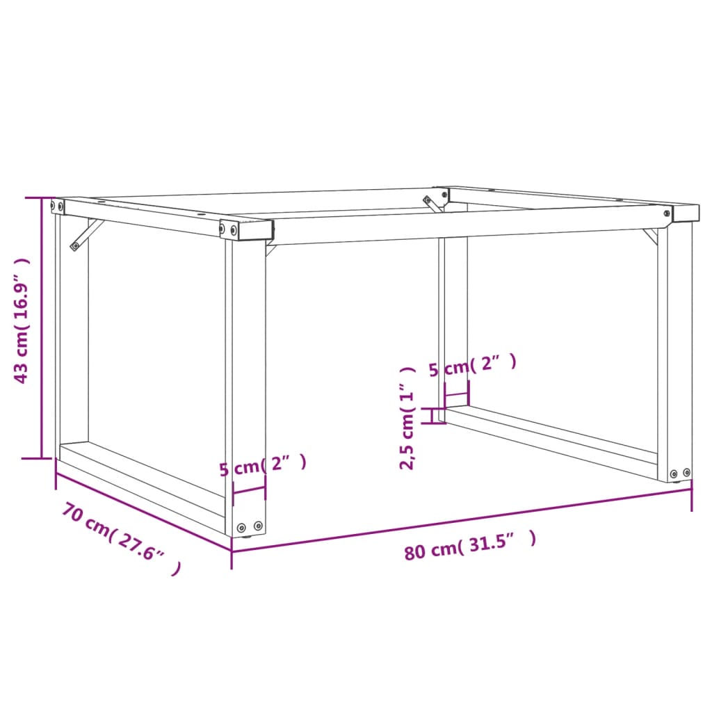 vidaXL Coffee Table Legs O-Frame 80x70x43 cm Steel