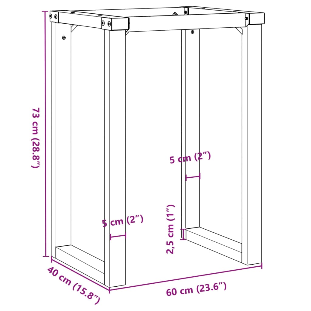 vidaXL Dining Table Legs O-Frame 60x40x73 cm Steel