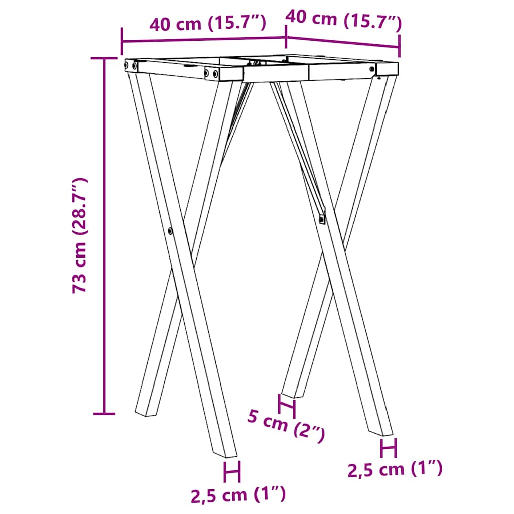 vidaXL Dining Table Legs X-Frame 40x40x73 cm Steel