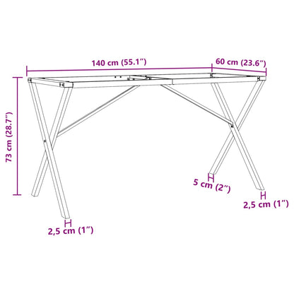 vidaXL Dining Table Legs X-Frame 140x60x73 cm Steel