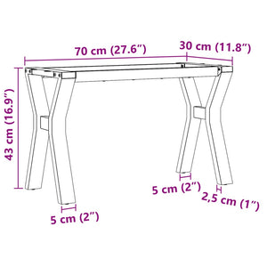 vidaXL Coffee Table Legs Y-Frame 70x30x43 cm Cast Iron