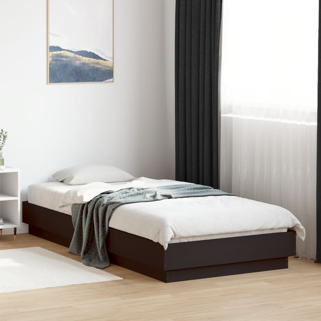 vidaXL Bed Frame without Mattress with LED Lights Black 100x200 cm