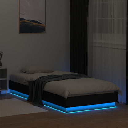 vidaXL Bed Frame without Mattress with LED Lights Black 100x200 cm