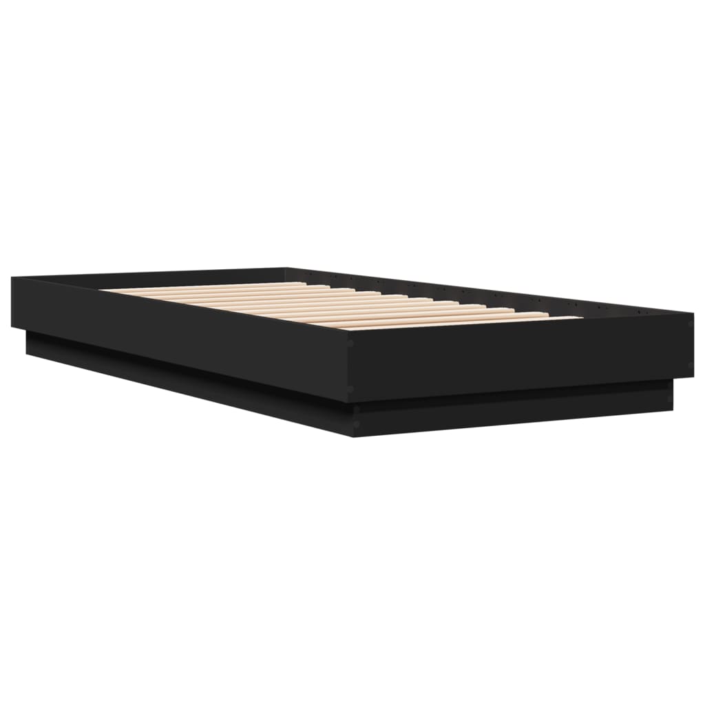 vidaXL Bed Frame without Mattress with LED Lights Black 100x200 cm