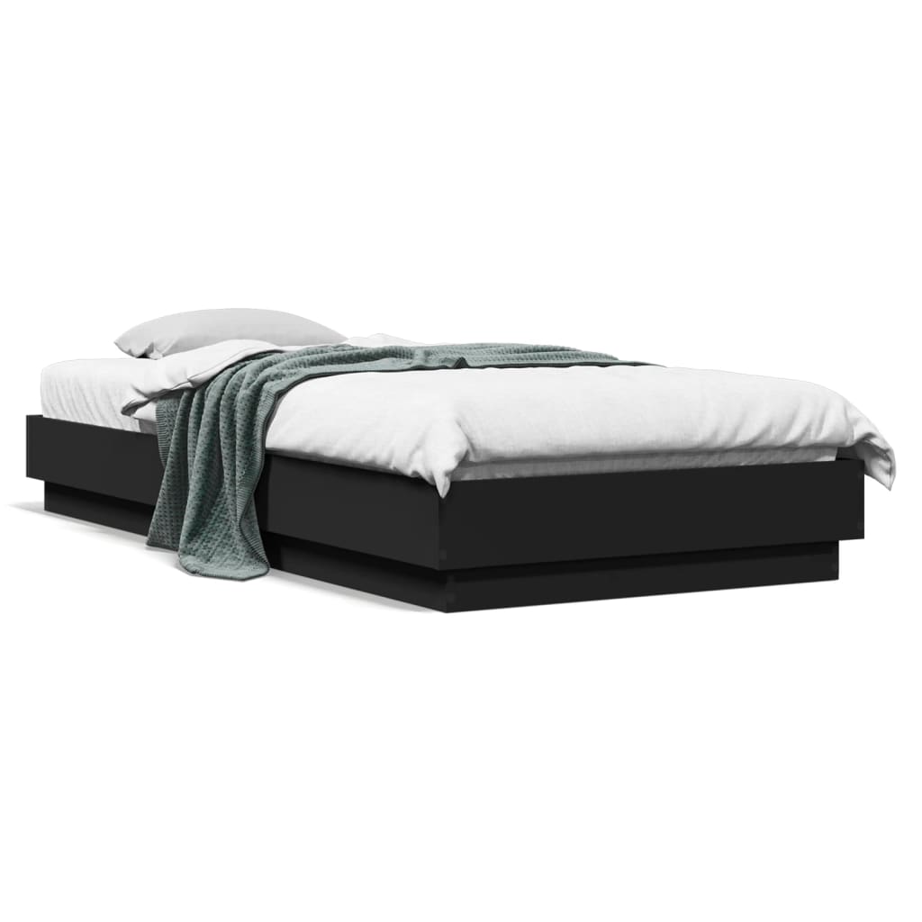 vidaXL Bed Frame without Mattress with LED Lights Black 100x200 cm