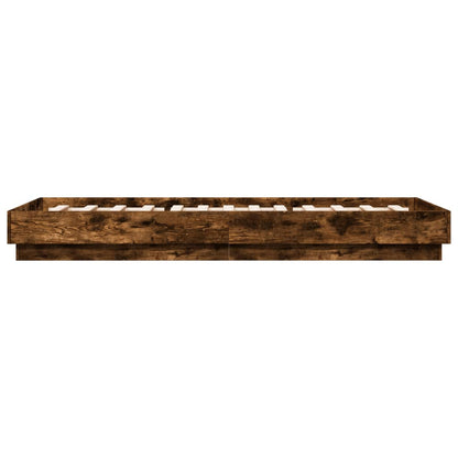 vidaXL Bed Frame without Mattress with LED Lights Smoked Oak 100x200 cm
