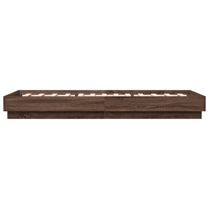 vidaXL Bed Frame without Mattress with LED Lights Brown Oak 90x200 cm