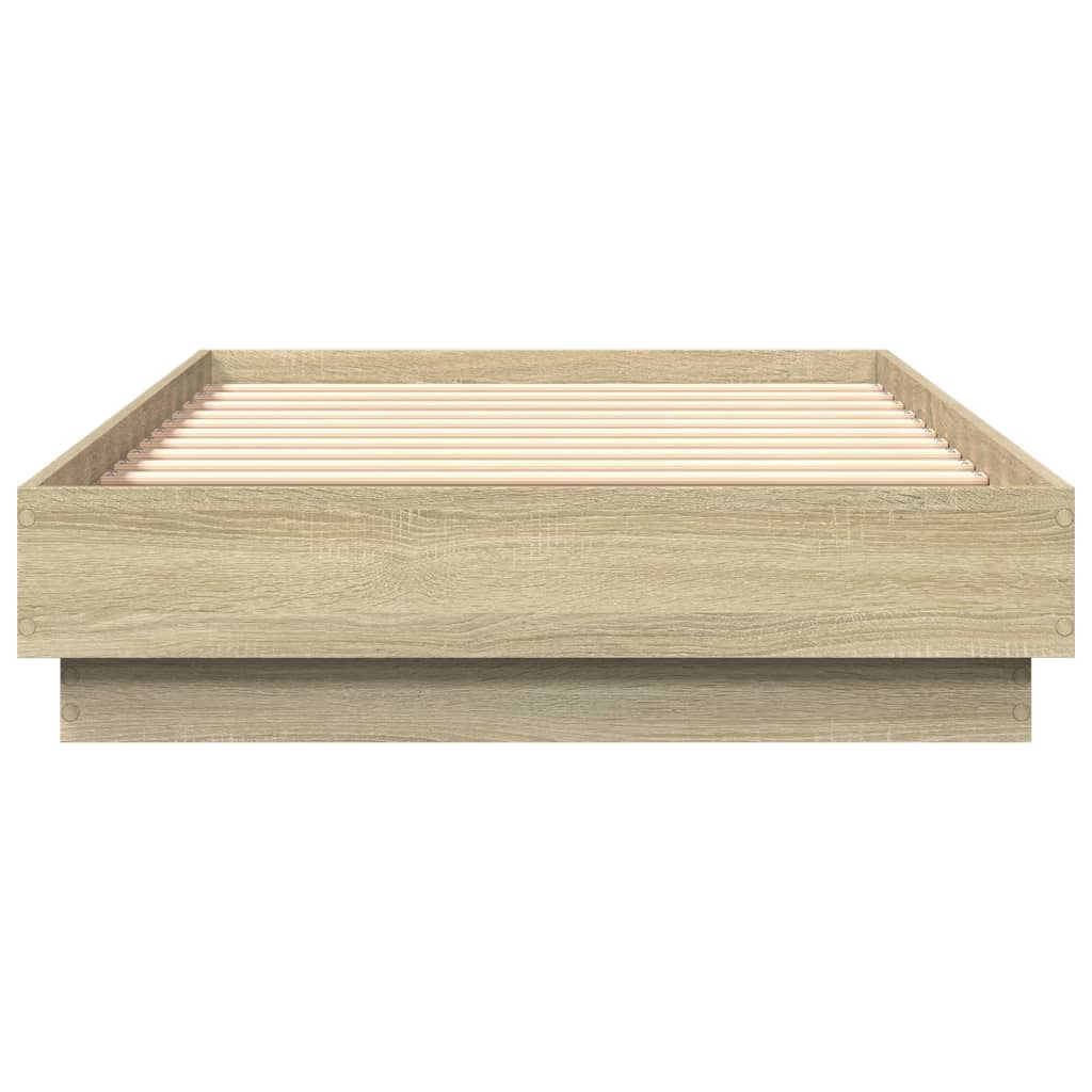vidaXL Bed Frame without Mattress with LED Lights Sonoma Oak 90x190 cm Single
