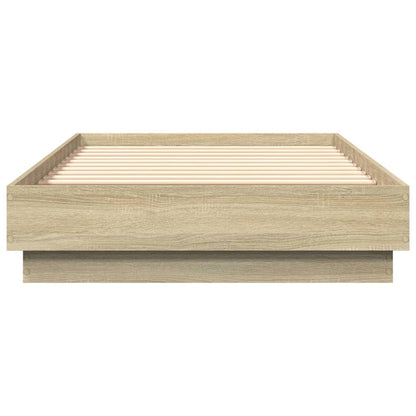 vidaXL Bed Frame without Mattress with LED Lights Sonoma Oak 90x190 cm Single