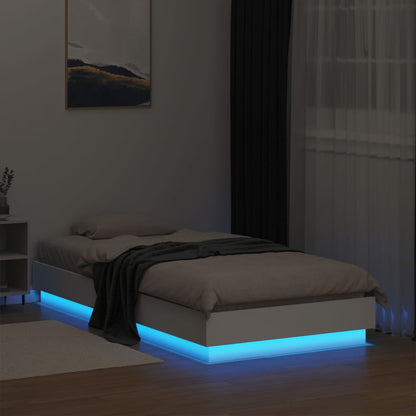 vidaXL Bed Frame without Mattress with LED Lights White 75x190 cm Small Single