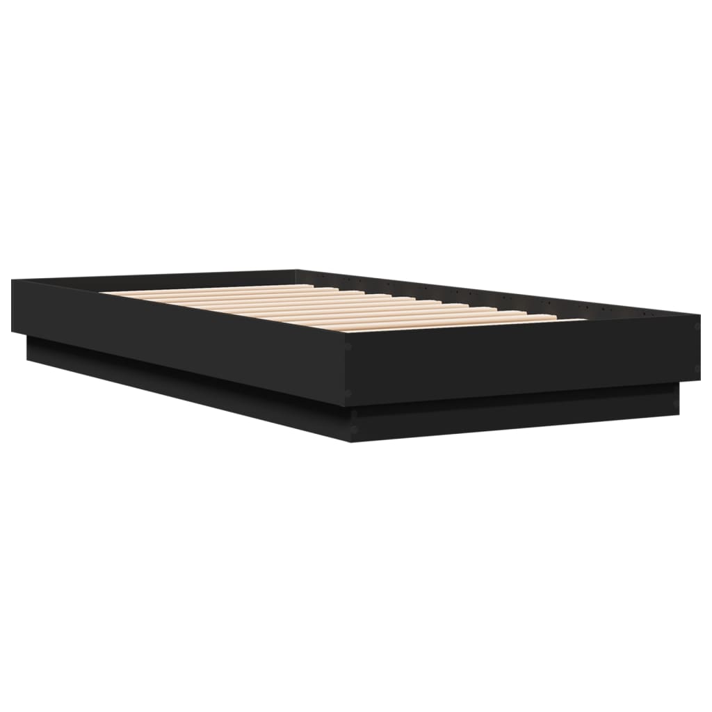 vidaXL Bed Frame without Mattress with LED Lights Black 75x190 cm Small Single