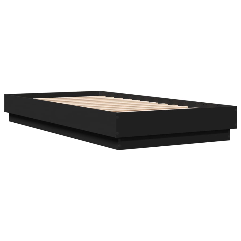 vidaXL Bed Frame without Mattress with LED Lights Black 75x190 cm Small Single