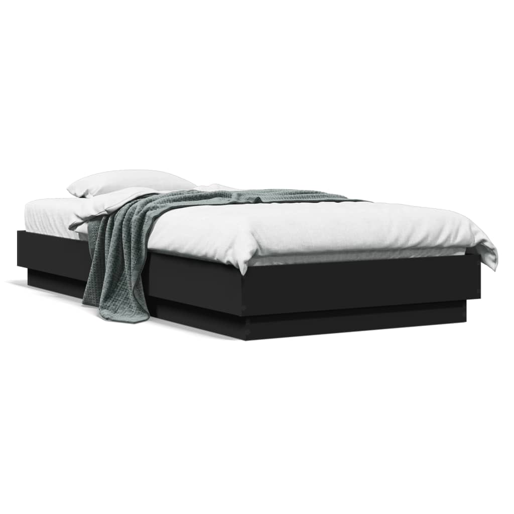 vidaXL Bed Frame without Mattress with LED Lights Black 75x190 cm Small Single