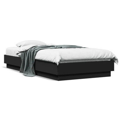 vidaXL Bed Frame without Mattress with LED Lights Black 75x190 cm Small Single