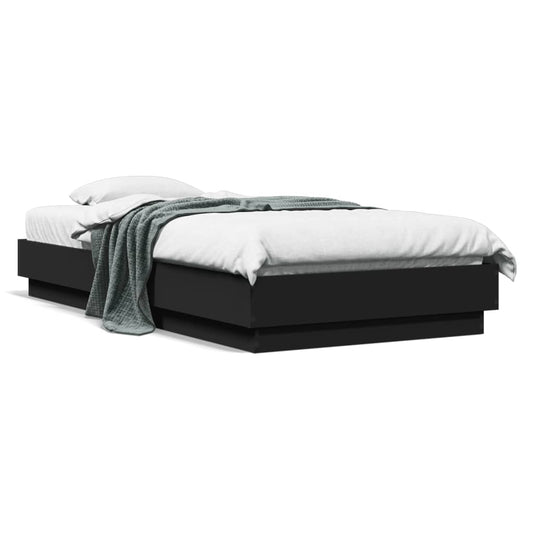 vidaXL Bed Frame without Mattress with LED Lights Black 75x190 cm Small Single