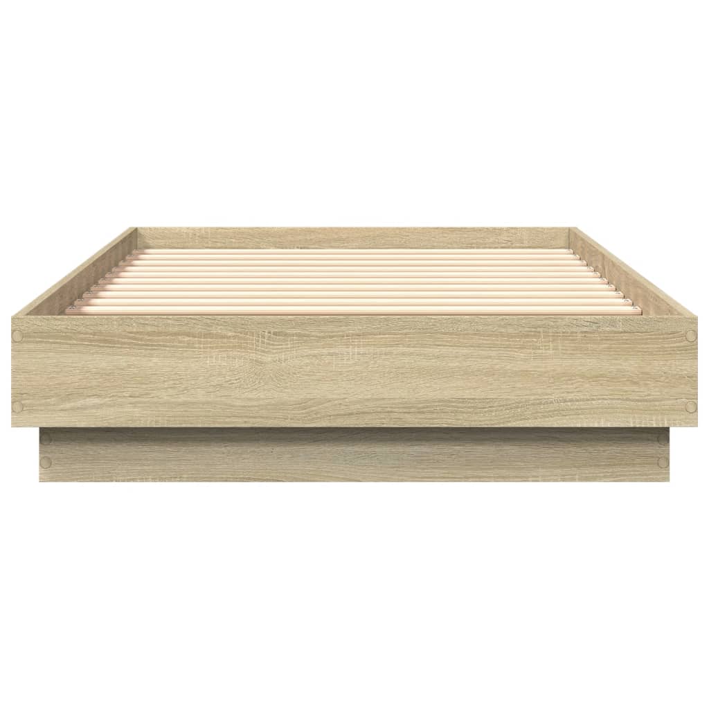 vidaXL Bed Frame without Mattress with LED Lights Sonoma Oak 75x190 cm Small Single