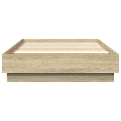 vidaXL Bed Frame without Mattress with LED Lights Sonoma Oak 75x190 cm Small Single