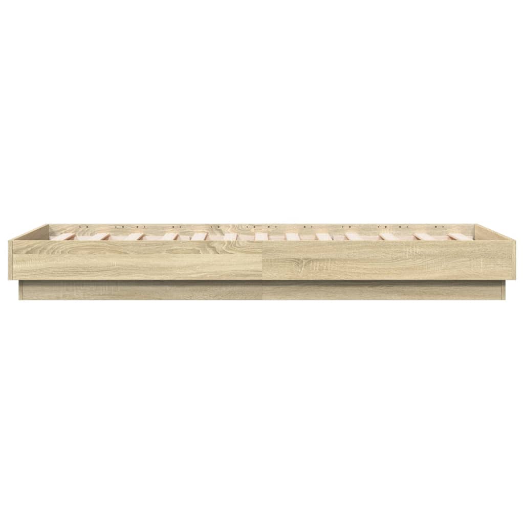 vidaXL Bed Frame without Mattress with LED Lights Sonoma Oak 75x190 cm Small Single