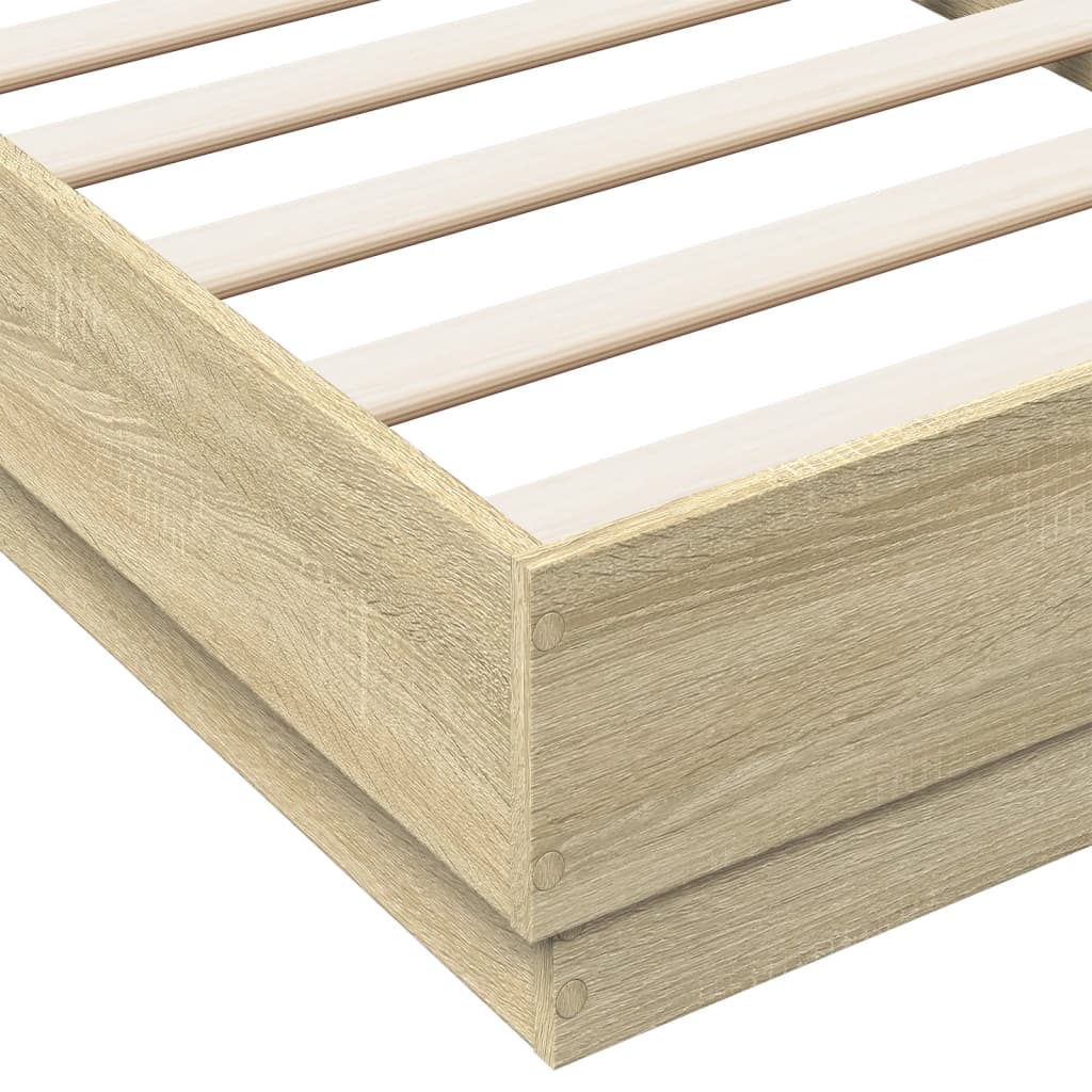 vidaXL Bed Frame without Mattress with LED Lights Sonoma Oak 75x190 cm Small Single