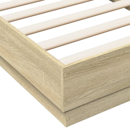 vidaXL Bed Frame without Mattress with LED Lights Sonoma Oak 75x190 cm Small Single