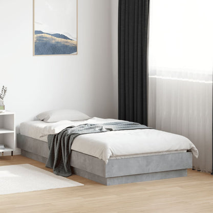 vidaXL Bed Frame without Mattress with LED Lights Concrete Grey 75x190 cm Small Single