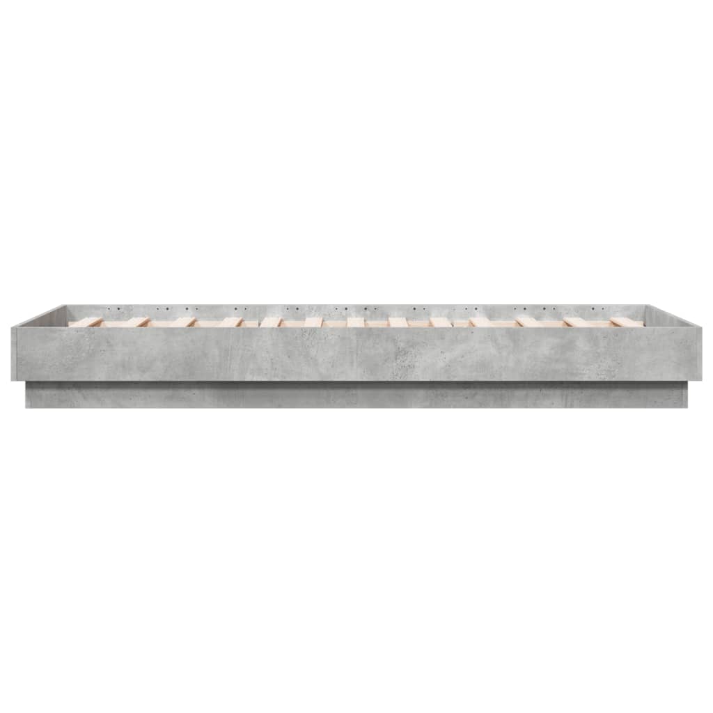 vidaXL Bed Frame without Mattress with LED Lights Concrete Grey 75x190 cm Small Single